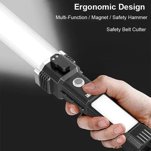 Multi-Function LED Flashlight with Phone Charger, Glass Breaker and Waterproof for Car