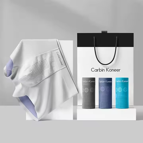 3-pack mixed colors size XL！CarbinKoneer Adults Men's Seamless Summer Thin Underwear Sporty Breathable Four-Cornered Pant Logo Flat Cornered Underwear Set