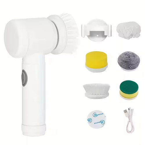 PANCERKA Electric Spin Scrubber Electric Cleaning Brush Cordless Power Scrubber with 5 Replaceable Brush Heads Handheld Scrubber