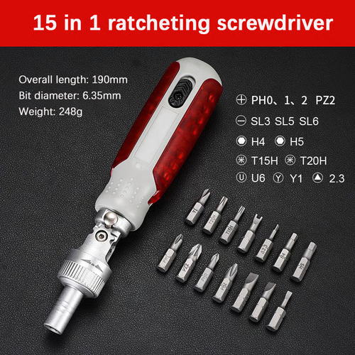 👍Essentials for Craft🔧Enthusiasts Universal 15-in-1 Adjustment Ratchet Screwdriver
