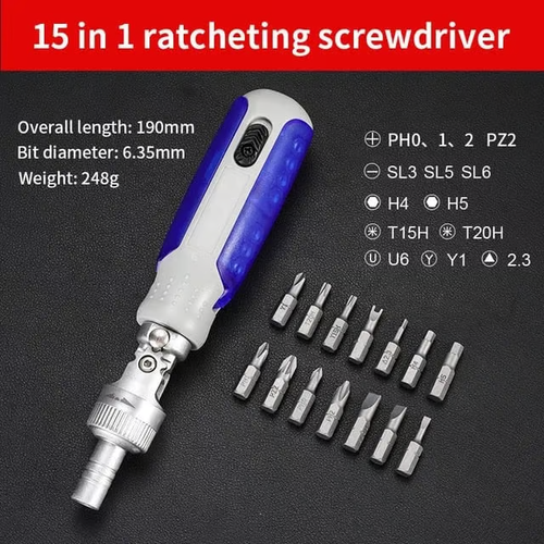 👍Essentials for Craft🔧Enthusiasts Universal 15-in-1 Adjustment Ratchet Screwdriver