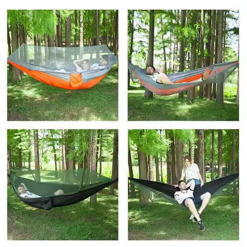 Fully automatic quick-opening hammock with mosquito net Outdoor single and double nylon cloth camping mosquito net hammock anti-mosquito hammock