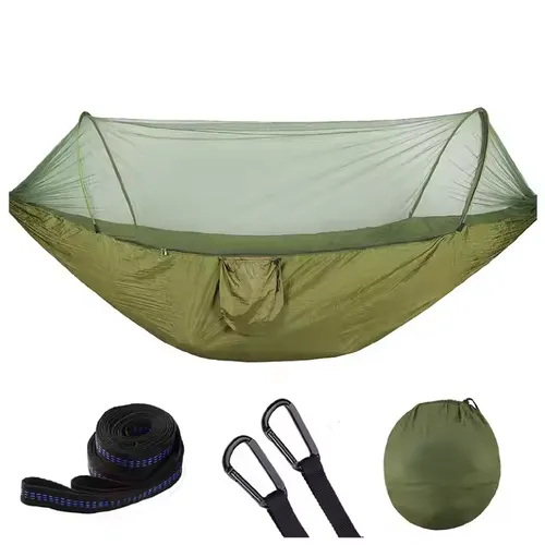 Fully automatic quick-opening hammock with mosquito net Outdoor single and double nylon cloth camping mosquito net hammock anti-mosquito hammock