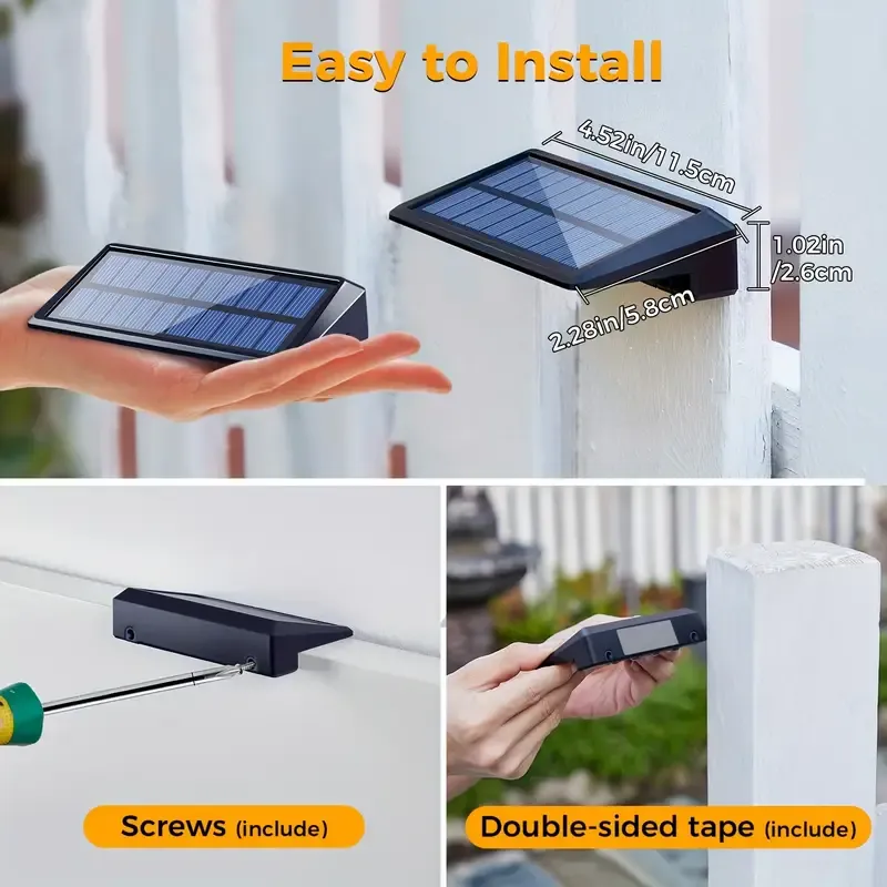 Solar Outdoor Lights Clearance Deal IP65 Waterproof - Stake & Wall Mount Dual Install, 3000K Warm White LED Outdoor Lighting for Backyard Deck, Porch Rail, Security Pathway, Auto Dusk to Dawn