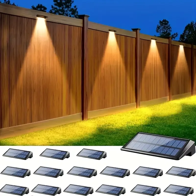 Solar Outdoor Lights Clearance Deal IP65 Waterproof - Stake & Wall Mount Dual Install, 3000K Warm White LED Outdoor Lighting for Backyard Deck, Porch Rail, Security Pathway, Auto Dusk to Dawn