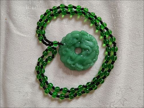 Green Jade Hand Carved Pixiu Dragon Necklace Lucky Wealth Attraction Protection Amulet Unisex Gift