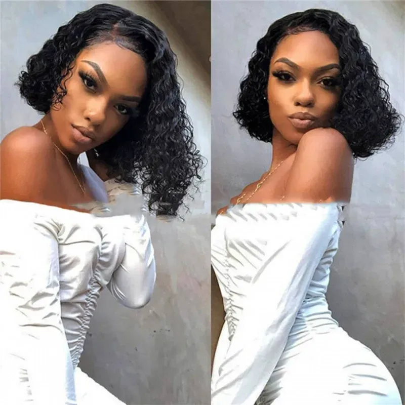 14 Inch Middle Part Short Curly Wig | Natural Black High Temperature Fiber Synthetic Wig for Women, Kenya Fast Delivery