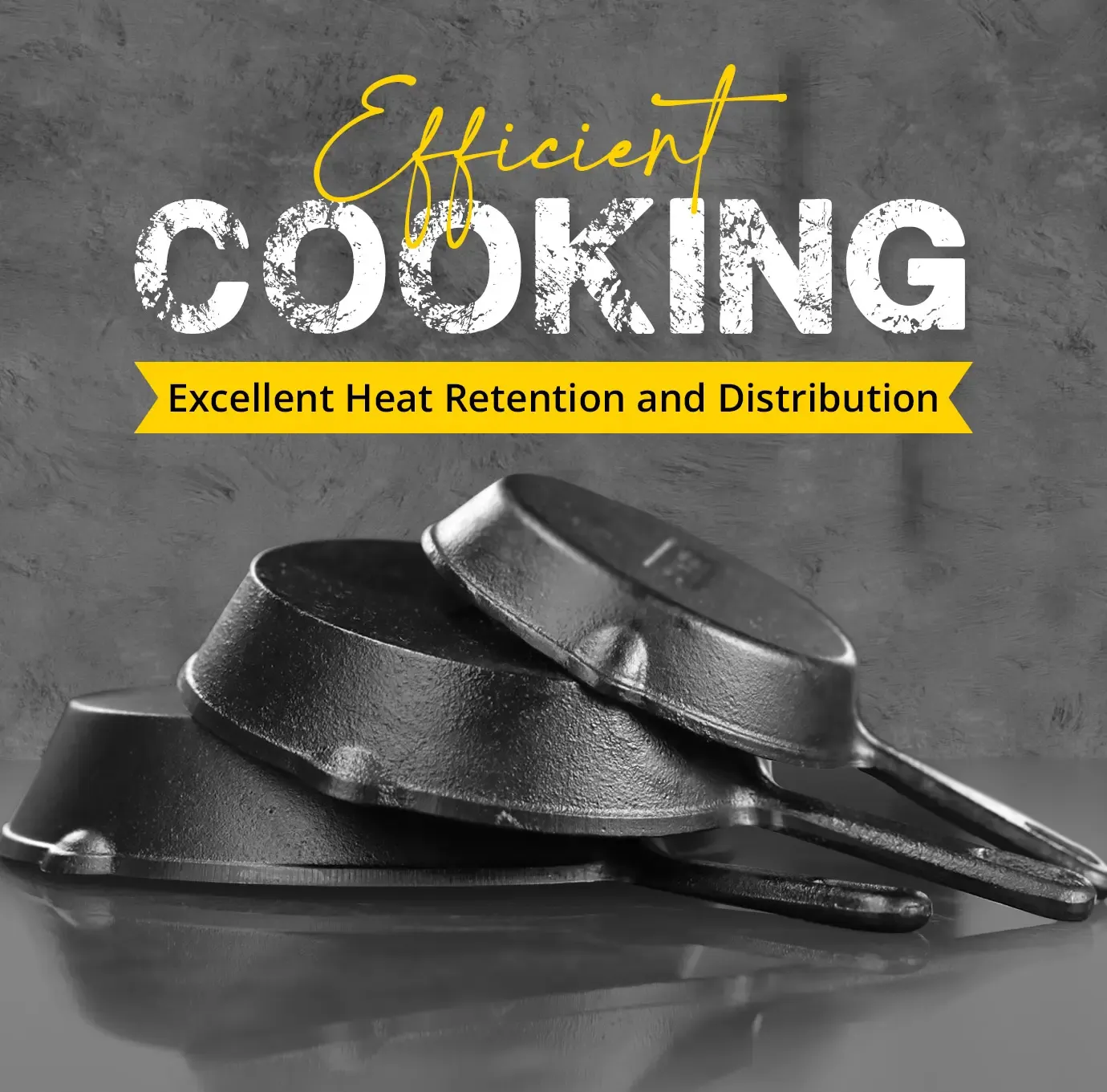 3-Piece Black Cast Iron Skillet Set, Pre-Seasoned 16-20-26cm Frying Pans, Oven Stove Grill Campfire Safe, Easy Use Cookware