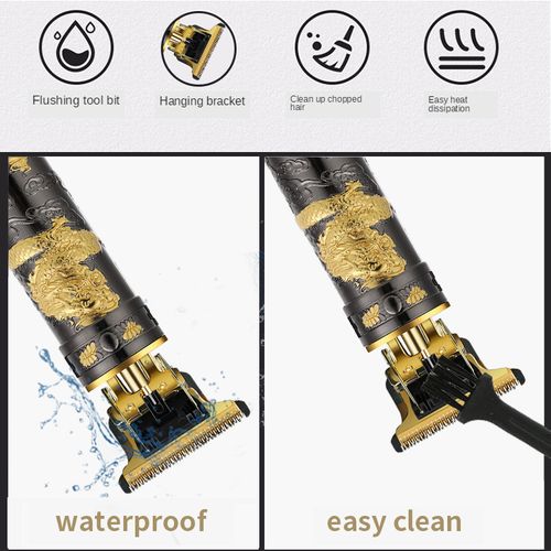 Vintage Bronze Dragon 3-in-1 Cordless Grooming Kit for Men - Rechargeable Hair Clipper, Rotary Shaver & Nose Trimmer, 60+ Mins Runtime, USB-C Fast Charge, Washable Blades