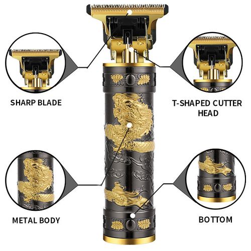 Vintage Bronze Dragon 3-in-1 Cordless Grooming Kit for Men - Rechargeable Hair Clipper, Rotary Shaver & Nose Trimmer, 60+ Mins Runtime, USB-C Fast Charge, Washable Blades