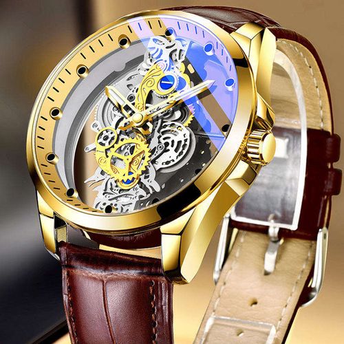 New Men Watch Skeleton Automatic Mechanical Quartz Gold Skeleton Vintage Man Watch Top Brand Luxury Sport Watch for Men