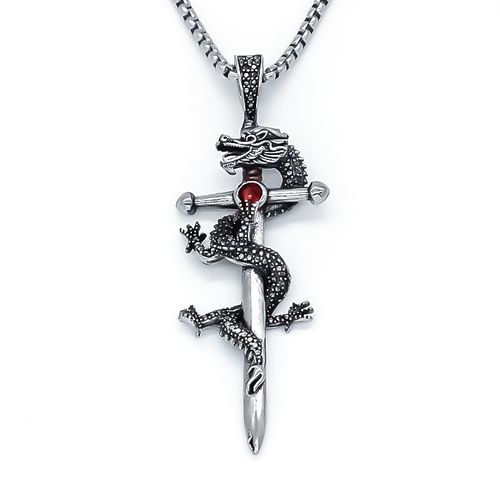 Arrival Hip Hop Style Sword Pendant Fashion Jewelry Black Gold Plated Purple Zircon Dragon Pendant for Rapper Gift