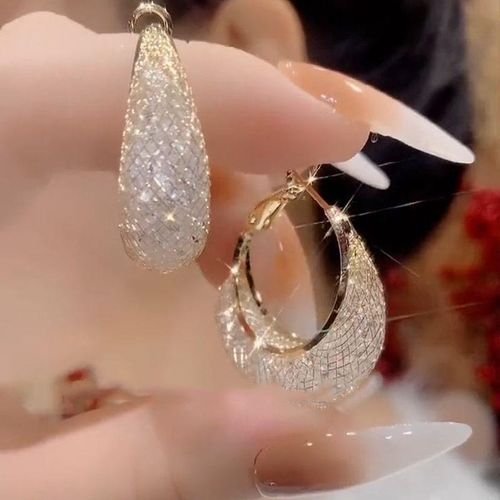 Wholesale New Arrival Mesh U-Shaped Gold Plated Luxury Elegant Chunky Hoop Earrings for Women