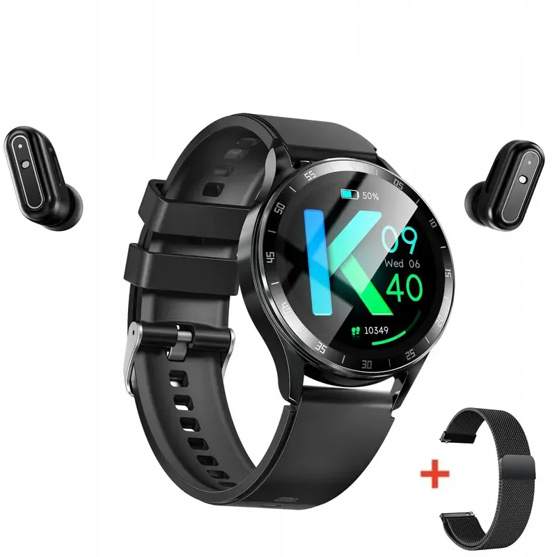 Pulseira de Relógio Inteligente, Auscultador Bluetooth Inteligente X10, Relógio 2 em 1, Ecrã HD de 1,32 polegadas, 1 Relógio Inteligente Impermeável com Ecrã Tátil com Auscultadores Bluetooth, Relógio de Monitorização de Saúde Compatível com Android e iOS
