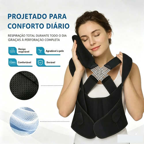 Corretor de postura ajustável Órtese para costas Alinhador de ombros com suporte para ombros Aliviar dores nas costas, pescoço e ombros para homens e mulheres Órtese para alinhamento das costas e da coluna