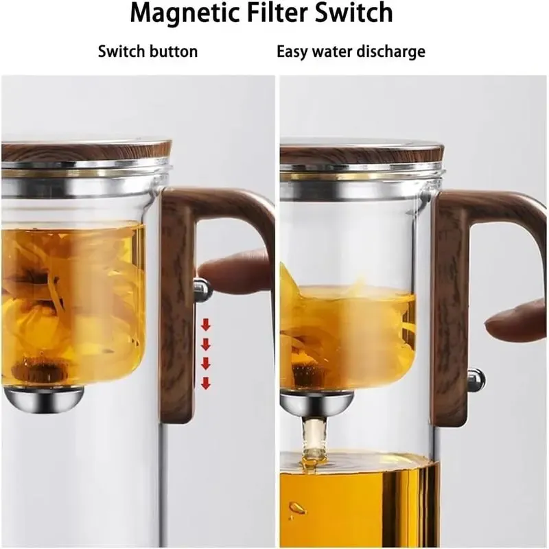 Bule de Chá Encantado, Mágica Feitiçaria, Bule de Vidro Encantado com Coador -800ML Bule de vidro de chávena Conjunto mágico de água Mágica Tampa de Borosilicato