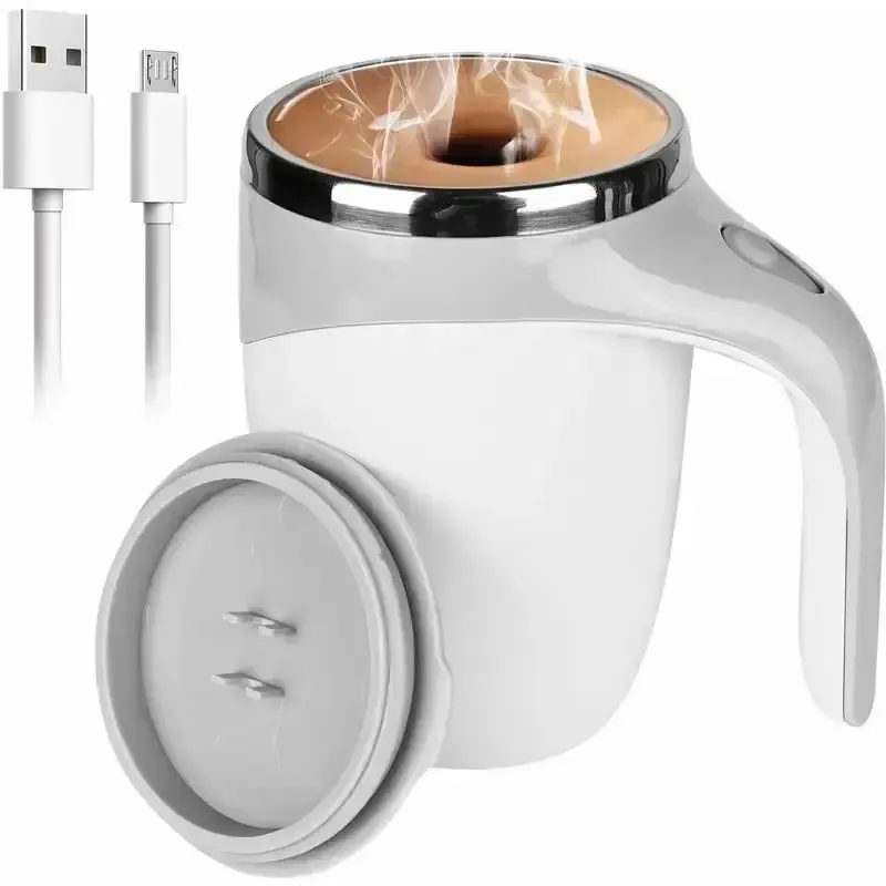 Caneca Autoagitadora Elétrica 380ml em Aço Inoxidável — Mistura Automática com Tecnologia de Ímã Rotativo Inercial