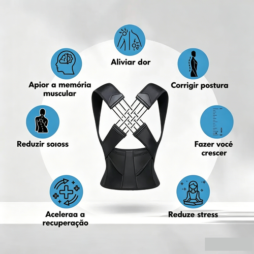 Corretor de postura ajustável Órtese para costas Alinhador de ombros com suporte para ombros Aliviar dores nas costas, pescoço e ombros para homens e mulheres Órtese para alinhamento das costas e da coluna