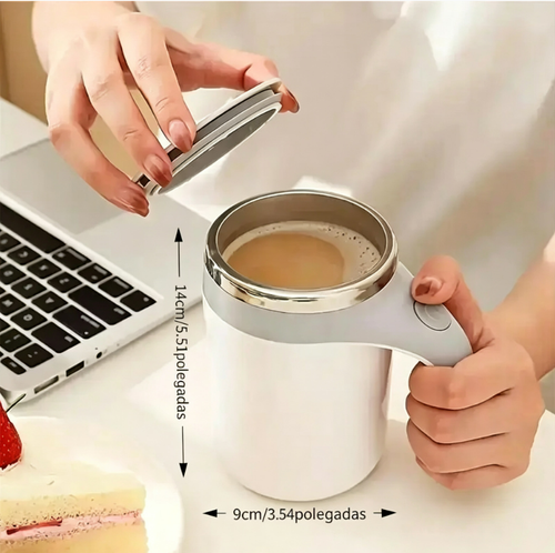 Caneca Autoagitadora Elétrica 380ml em Aço Inoxidável — Mistura Automática com Tecnologia de Ímã Rotativo Inercial