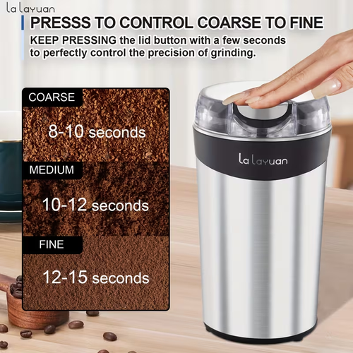 200W Powerful Electric Coffee Grinder & Food Processor - Heavy-Duty Stainless Steel Grinder with One-Touch Button, 12-Cup Capacity, 2.7oz Grind Chamber, For Coffee Beans, Spices, Nuts, Ideal For Home & Commercial Use, Spice Grinder, Nut Grinder