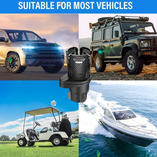 Dual Cup Holder Expander for Car, 2-in-1 Multifunction Car Drink Expander Adapter