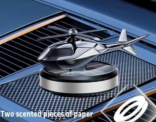 1 Set, Airplane Aromatherapy Decor, Solar-Powered Car Ornament, 2.36 Inches Tall, Includes Scent Pads, Car Fragrance Diffuser, Holiday Gift, Rotates in Sunlight, Active Scent Release, Aluminum Alloy + Plastic Material, Simple and Stylish