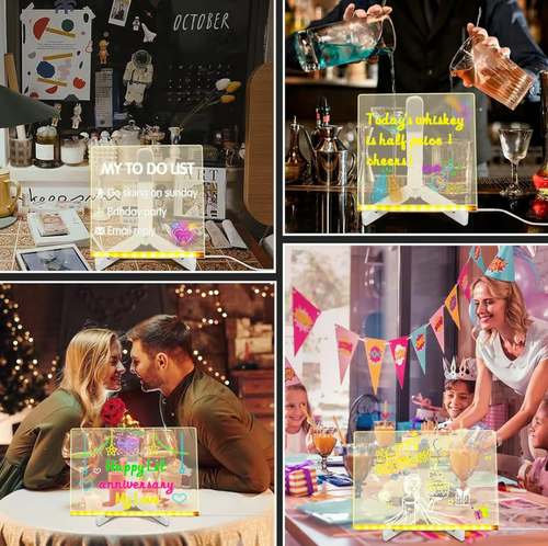 🎁Creative Rewritable Acrylic LED Message Board 🎨 (set come with 7 Pens)