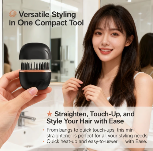 ✨ Mini Cordless Hair Straightener Comb for Bangs – Perfect for Travel & On-the-Go Styling!