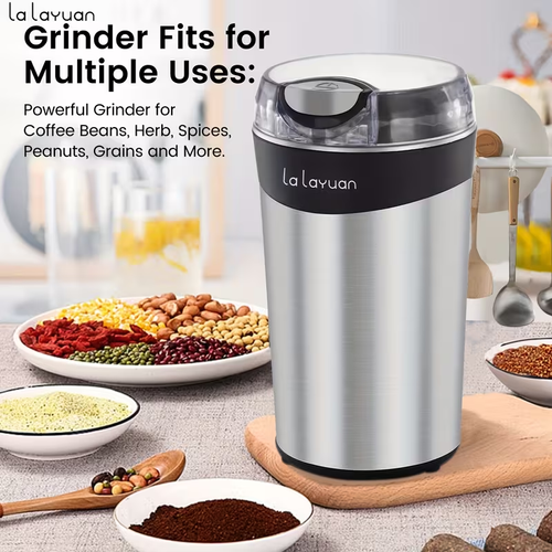 200W Powerful Electric Coffee Grinder & Food Processor - Heavy-Duty Stainless Steel Grinder with One-Touch Button, 12-Cup Capacity, 2.7oz Grind Chamber, For Coffee Beans, Spices, Nuts, Ideal For Home & Commercial Use, Spice Grinder, Nut Grinder