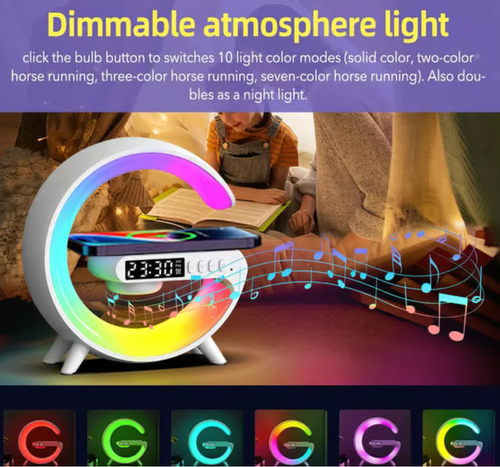 🎁New Year Sale 49% OFF🔥Multifunctional Bluetooth Speaker-Colorful Atmosphere Light Wireless Charging and Clock All-in-one Machine