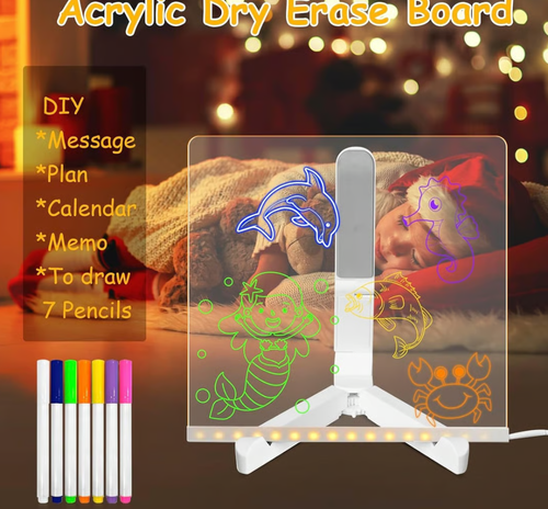 🎁Creative Rewritable Acrylic LED Message Board 🎨 (set come with 7 Pens)