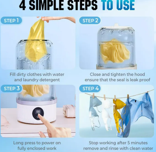 Cordless Mini Underwear Washing Machine Portable Ultrasonic Laundry Cup Rechargeable Travel Washing for Socks Bras