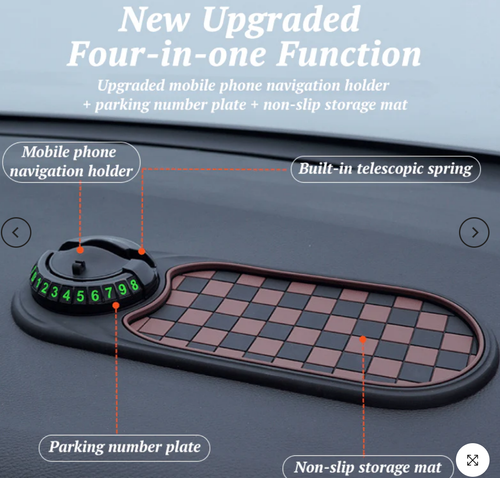 Multifunction Car Mat with Phone Holder Hidden Number Plate