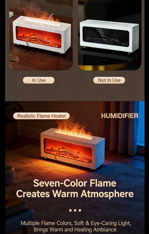 1pc USB Dynamic Flame Aroma Diffuser & Humidifier | Rainbow Fireplace Glow, Timer, Auto Dry-Off Protection, Water Shortage Protection - Ideal for Home, School, Office - Perfect Christmas,New Year Gift