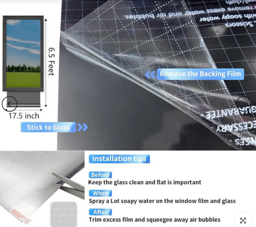 One-Way Privacy Window Film – Static Cling Mirror Tint with Full DIY Kit