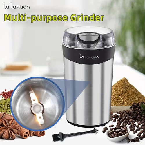 200W Powerful Electric Coffee Grinder & Food Processor - Heavy-Duty Stainless Steel Grinder with One-Touch Button, 12-Cup Capacity, 2.7oz Grind Chamber, For Coffee Beans, Spices, Nuts, Ideal For Home & Commercial Use, Spice Grinder, Nut Grinder