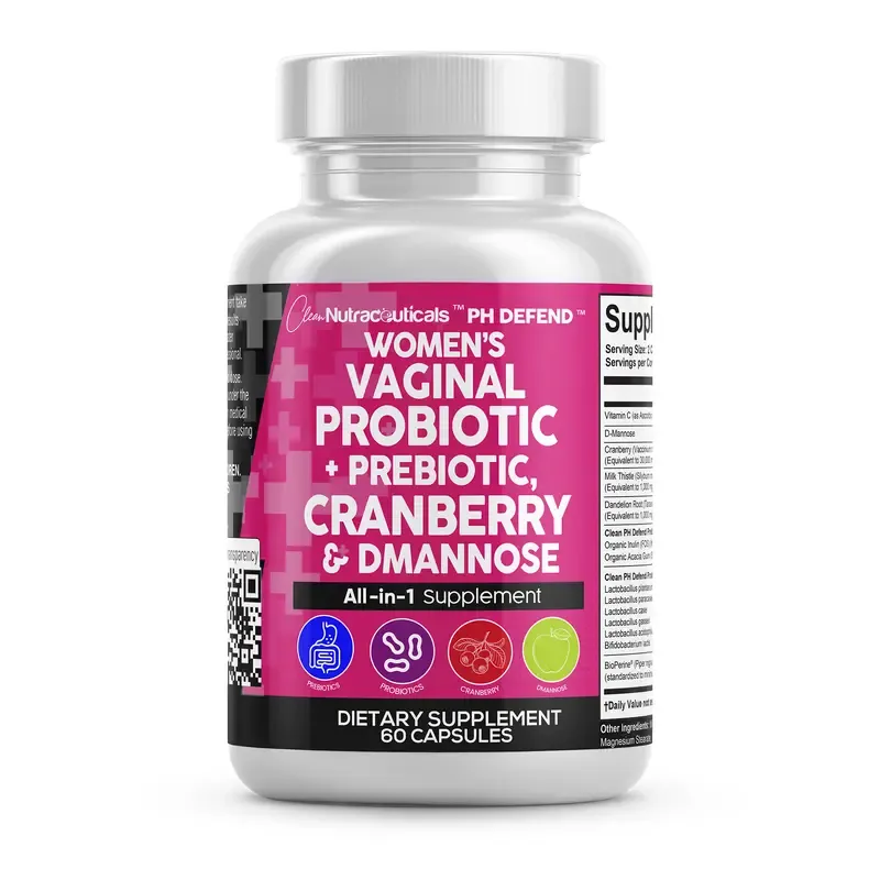 Clean Nutraceuticals Vaginal Probiotics For Women + Prebiotics, Cranberry, Dmannose & More for Women's Healthy Odor and Tract Support Capsules – PH Defend