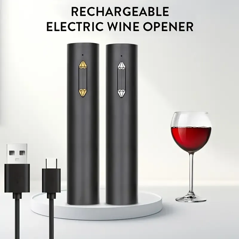A Portable Electric Wine Opener With USB Charging, Can Be Used 50 Times After Full Charge, Featuring A Simple And Compact Design, This Automatic Wine Opener Is The Perfect Gift For Wine Lovers And Sommeliers.