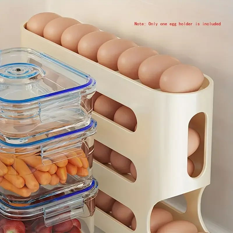 A Double-Layer Transparent Automatic Rolling Egg Rack, Designed for The Refrigerator Side Door, Convenient for Taking Eggs, Saving Refrigerator Space, Suitable for Use on Kitchen Countertops And Desktops