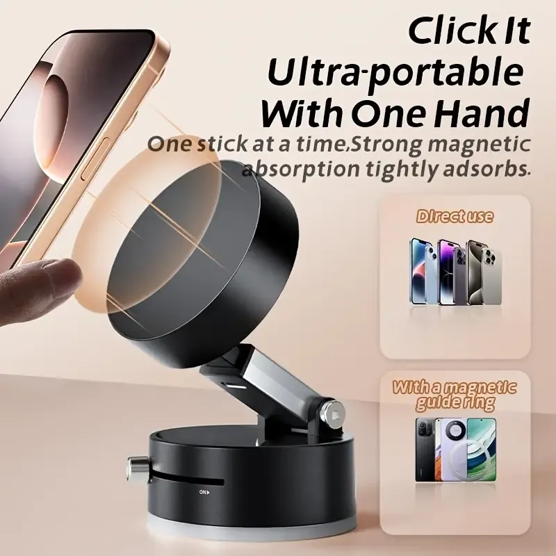 Multifunctional Vacuum Suction Cup Bracket Foldable Retractable Kitchen Lazy Vacuum Double-sided Magnetic Mobile Phone Holder