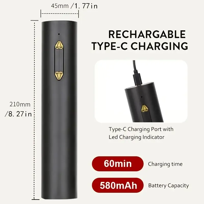 A Portable Electric Wine Opener With USB Charging, Can Be Used 50 Times After Full Charge, Featuring A Simple And Compact Design, This Automatic Wine Opener Is The Perfect Gift For Wine Lovers And Sommeliers.