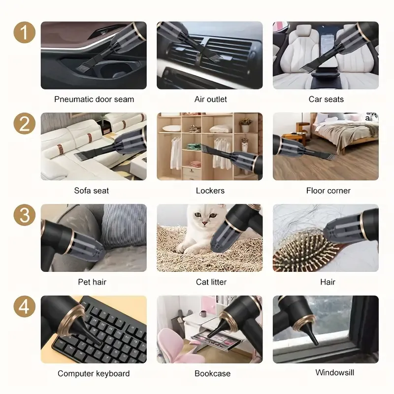 1pc Wireless Handheld 2IN1 Portable Vacuum Cleaner with Blowing Function for Home and Car Cleaning