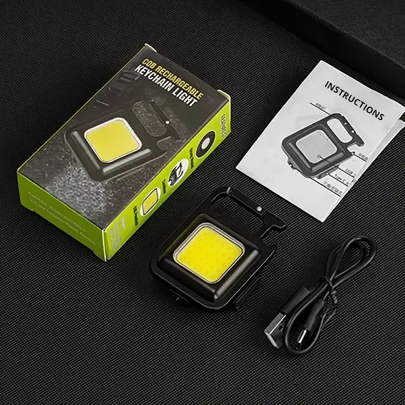 Buy 1 Get 1 Free - 2pcs Portable LED Flashlight Mini Rechargeable Multifunctional Work Light Keychain Small Pocket Lights for Outdoor Camping Car Lighting