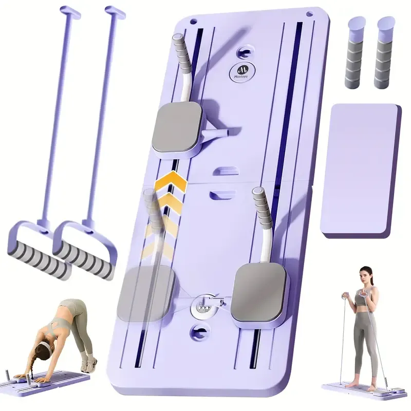 5 In1 Pilates Board for Home Foldable, Portable Pilates Reformer Machine, Pilates Equipment, Foldable Reformer Pilates Machine for Home Workout, Multifunctional Ab Exercise Board (Purple)