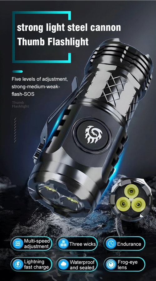 Compact Super Bright LED Flashlight with Magnetic Base & USB-C Rechargeable Battery - Durable Aluminum Alloy, Long-Range Illumination, Perfect for Outdoor Adventures & Household Use