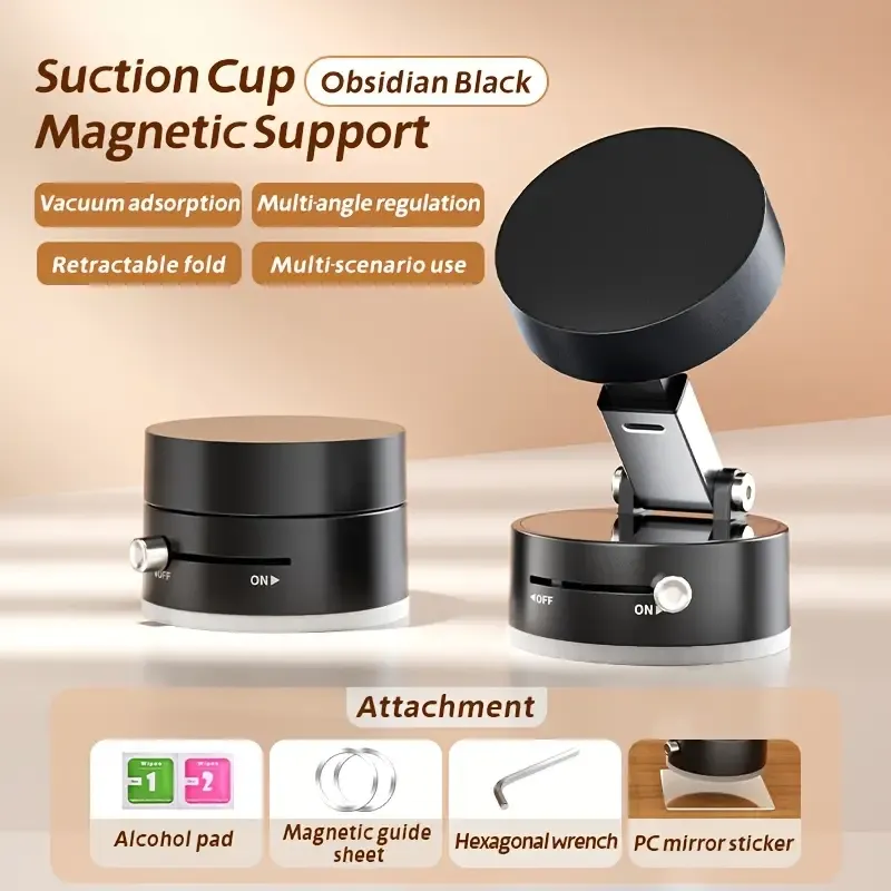 Multifunctional Vacuum Suction Cup Bracket Foldable Retractable Kitchen Lazy Vacuum Double-sided Magnetic Mobile Phone Holder