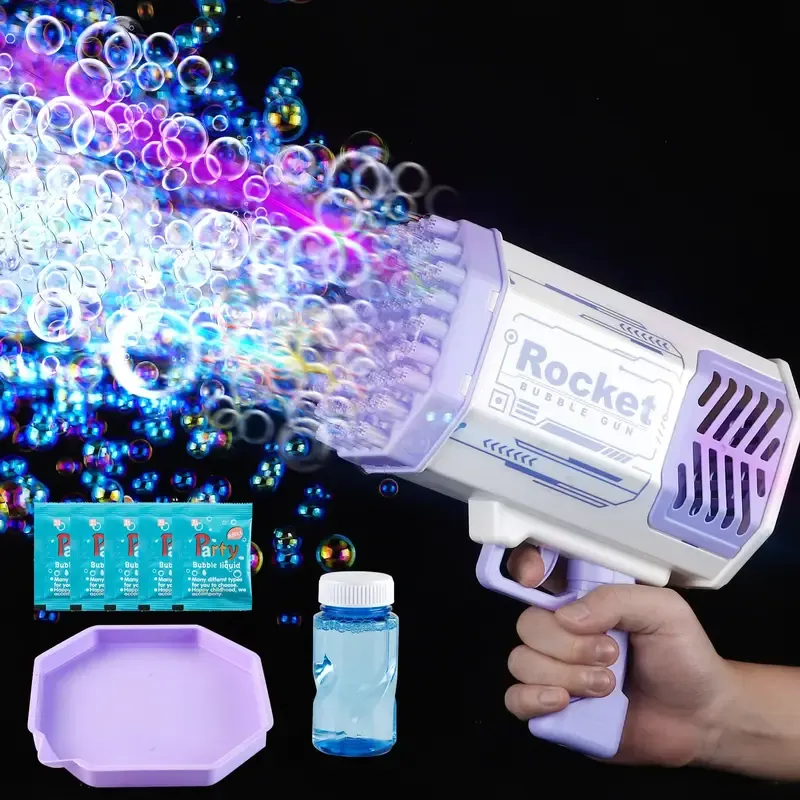 Bubble Machine Gun with 69 Holes - Colorful Lights Bubble Maker for Kids Powerful Automatic Bubble Blower Fun Outdoor & Party Toy