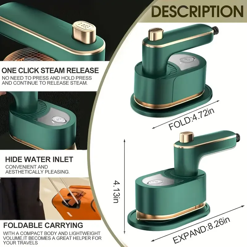 180° Rotating Mini Portable Folding Steam Iron - Compact, Fast Heating, Commercial Handheld - Perfect For Family, Hotel, Laundry, College, Travel And Small Spaces