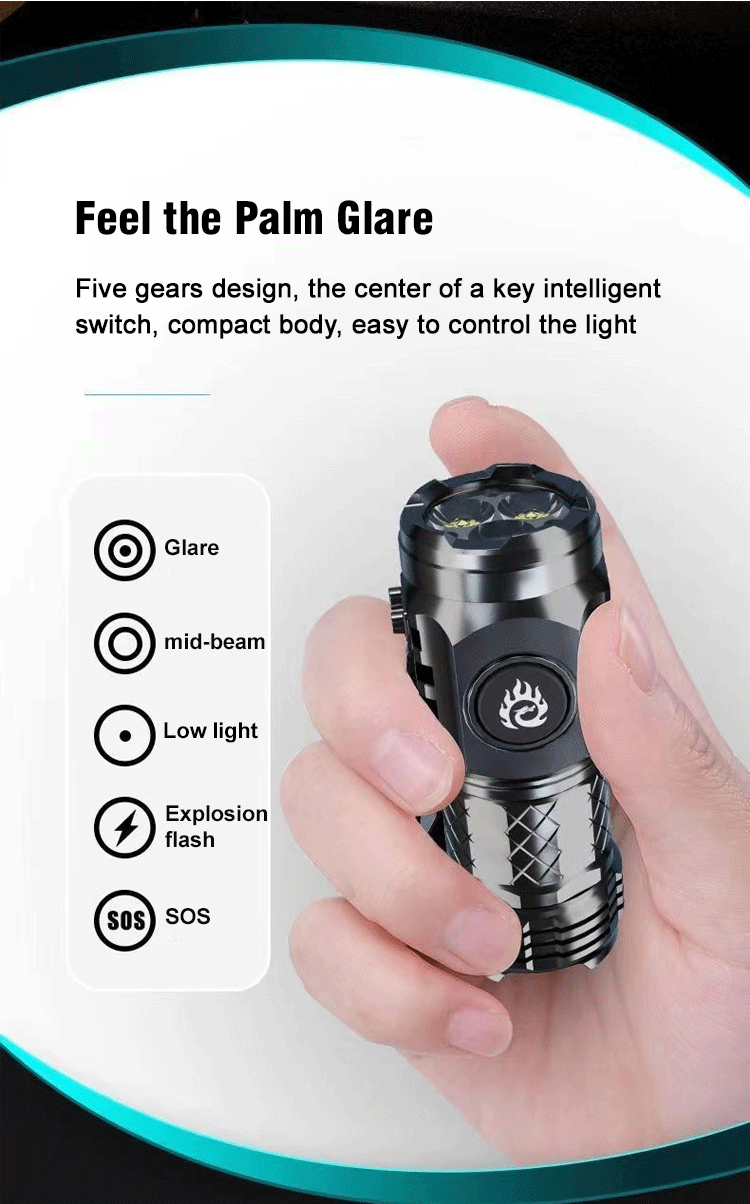 Compact Super Bright LED Flashlight with Magnetic Base & USB-C Rechargeable Battery - Durable Aluminum Alloy, Long-Range Illumination, Perfect for Outdoor Adventures & Household Use