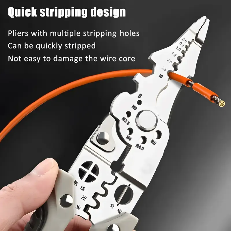 1pc Heavy Duty Stainless Steel Multi-Function Wire Cutter And Stripper - Industrial Grade for Electricians
